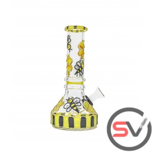 BEE DESIGN GLASS BEAKER 6inch (GLOW IN DARK)